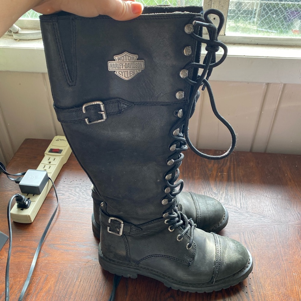 Harley Davidson Lace Up Knee High Boots